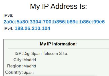 Screenshot of an IP address example